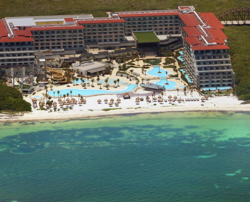 Areal photo of Now Dreams Natura Cancun showing newly finished beach