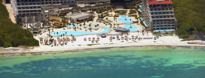 Areal photo of Now Dreams Natura Cancun showing newly finished beach