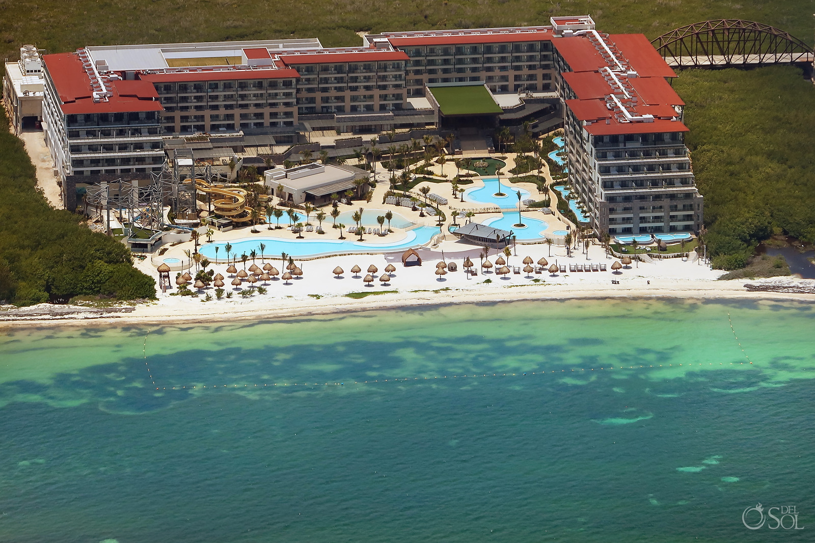 Aerial photo of Now Dreams Natura Cancun showing newly finished beach