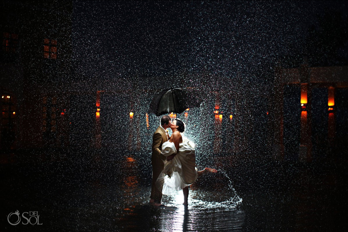 Dreams Tulum best wedding photographers epic rain photo
