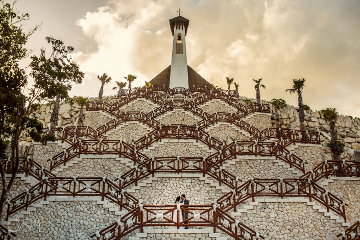 Hotel Xcaret Mexico Catholic Wedding Chapel Xpiral Pyramid