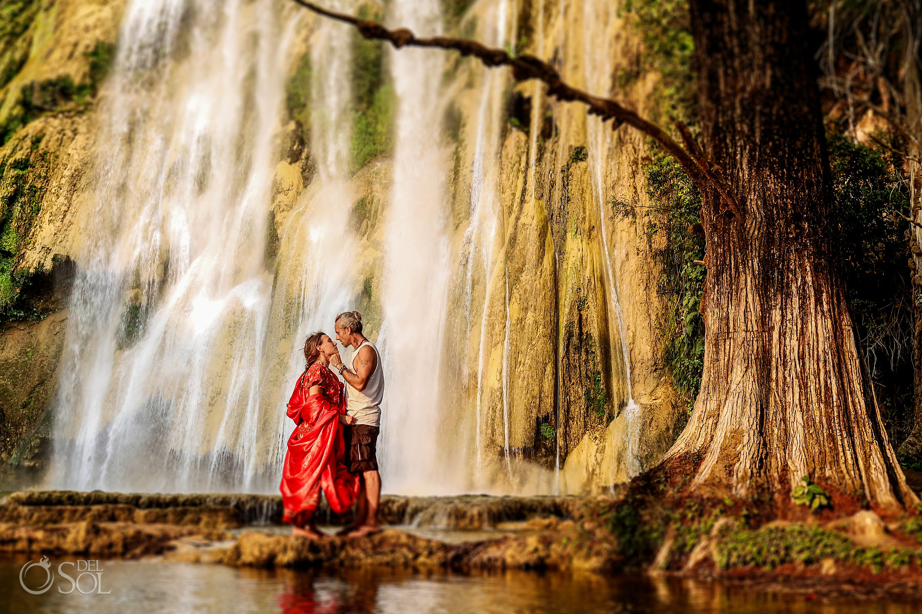 Elopement ideas for adventurous Couples waterfall Ceremony