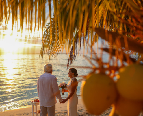 elope in Mexico private villa Isla Mujeres sunset ceremony on the beach