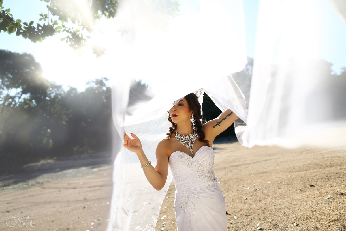 Tattooed Bride With Wedding Veil